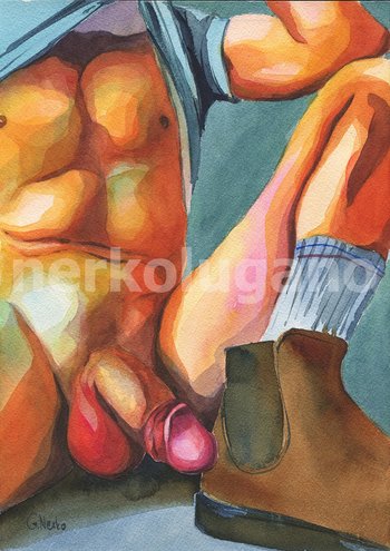 PRINT of Original Art Work Watercolor Painting "Sitting on the floor"