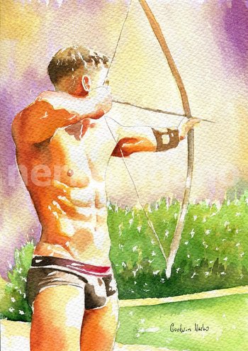 PRINT of Original Art Work Watercolor Painting "Archer"