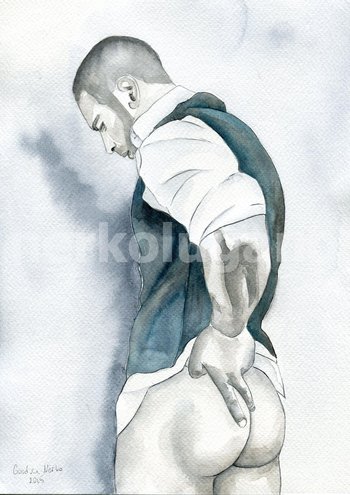 PRINT of Original Art Work Watercolor Painting "Tough day..."