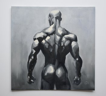 Original Hand painted Oil Painting on canvas Erotic Male Man Nude Gay