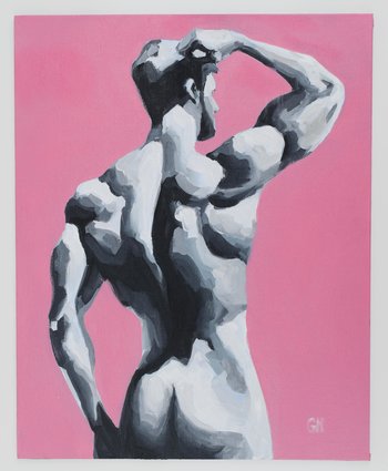 Original Hand painted Oil Painting on canvas Erotic Male Man Nude Gay