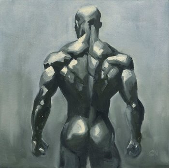 Original Hand painted Oil Painting on canvas Erotic Male Man Nude Gay