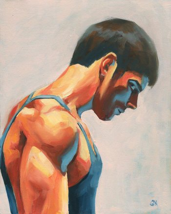 Original Hand painted Oil Painting on canvas Male Portrait  Man Gay