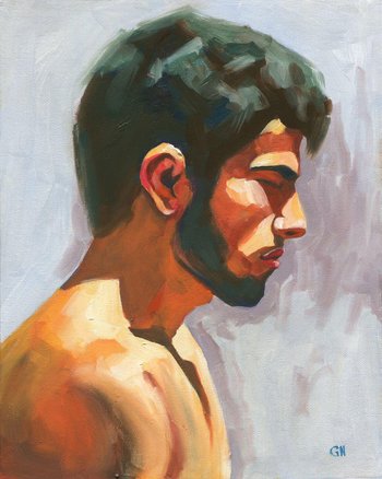 Original Hand painted Oil Painting on canvas Male Portrait  Man Gay