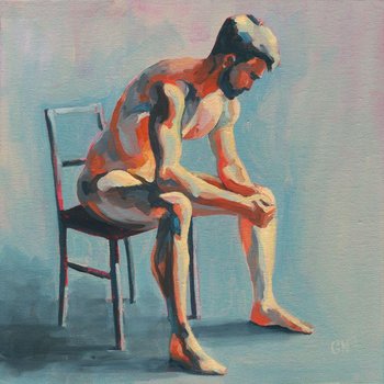 Original Hand painted Oil Painting on canvas Erotic Male Man Nude Gay