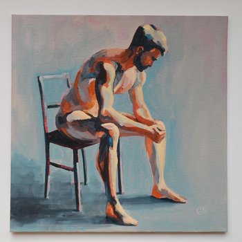 Original Hand painted Oil Painting on canvas Erotic Male Man Nude Gay