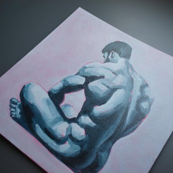 Original Hand painted Oil Painting on canvas Erotic Male Man Nude Gay