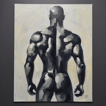Original Hand painted Oil Painting on canvas Erotic Male Man Nude Gay