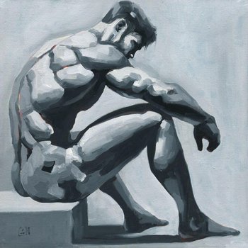 Original Hand painted Oil Painting on canvas Erotic Male Man Nude Gay