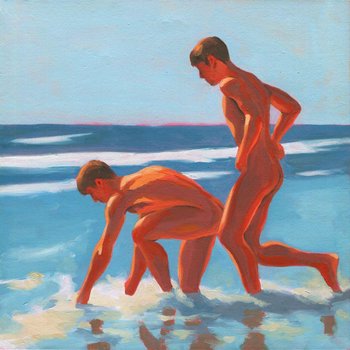 Original Hand painted Oil Painting on canvas Erotic Male Man Nude Gay