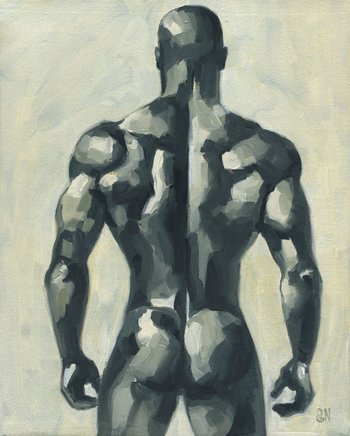 Original Hand painted Oil Painting on canvas Erotic Male Man Nude Gay