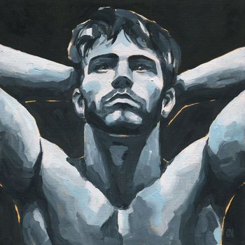 Original Hand painted Oil Painting on canvas Male Portrait  Man Gay