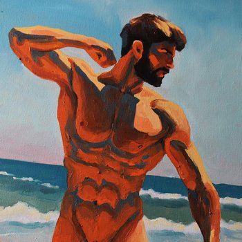 Original Hand painted Oil Painting on canvas Erotic Male Man Gay
