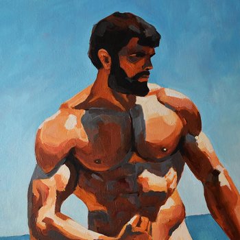 Original Hand painted Oil Painting on canvas Erotic Male Man Gay