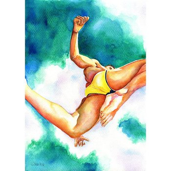 PRINT of Original Art Work Watercolor Painting Gay Male Nude "Summer time!"