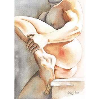 PRINT of Original Art Work Watercolor Painting Gay Male Nude "Come Close"