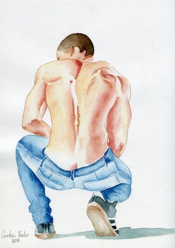 PRINT of Original Art Work Watercolor Painting "La sombra"