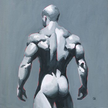 Original Hand painted Oil Painting on canvas Erotic Male Man Nude Gay
