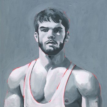 Original Hand painted Oil Painting on canvas Erotic Male Man Nude Gay