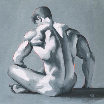 Original Hand painted Oil Painting on canvas Erotic Male Man Nude Gay