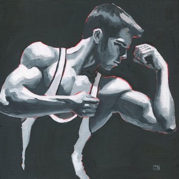 Original Hand painted Oil Painting on canvas Erotic Male Man Nude Gay
