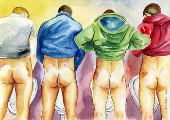 PRINT of Original Art Work Watercolor Painting "Public toilet 7"