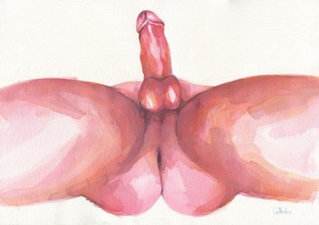 12x16" Original Hand painted Artwork Watercolor Painting Gay Man Male Nude A3